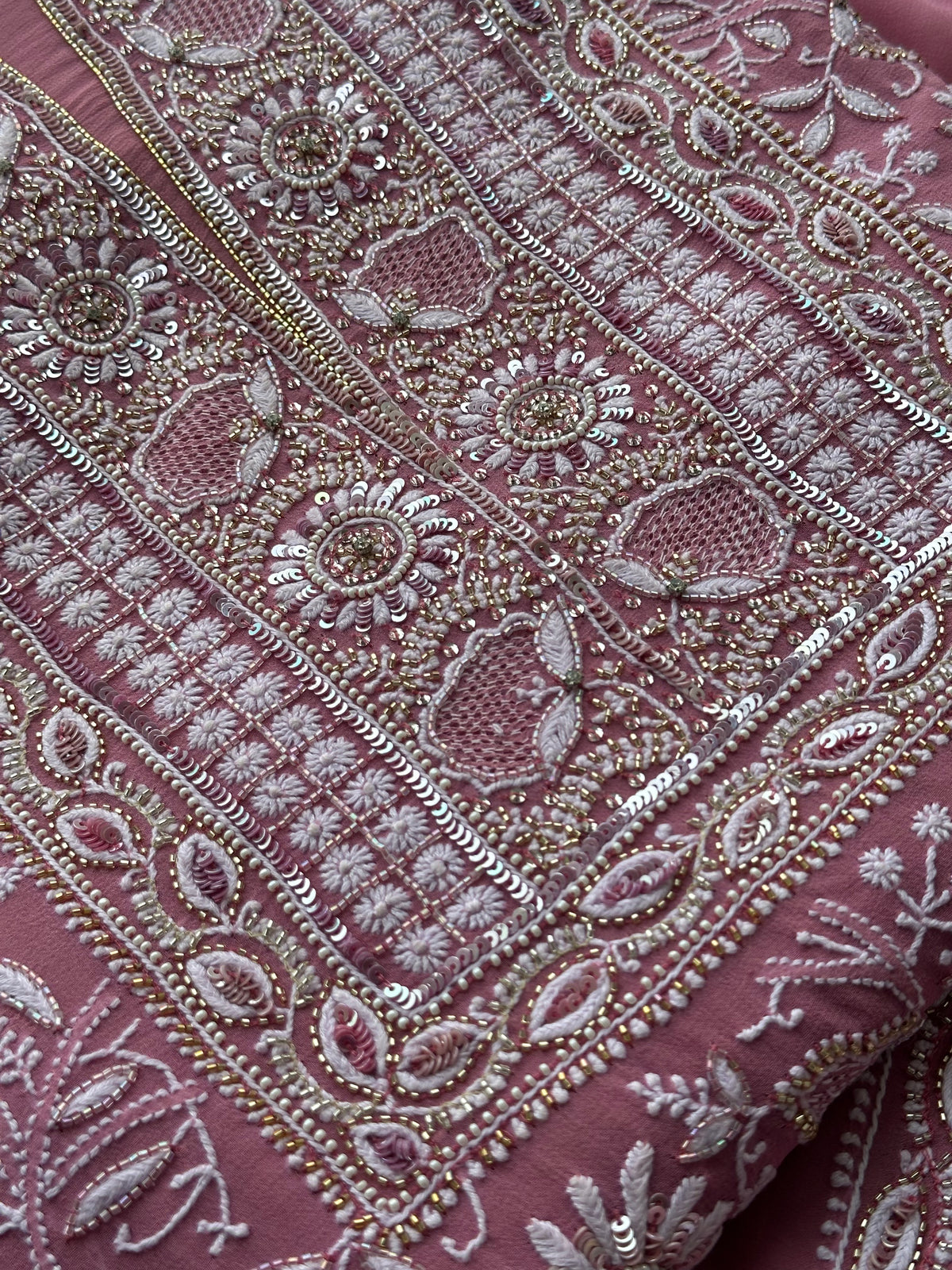 Blush Rose Hand-Embroidered Festive Suit Set