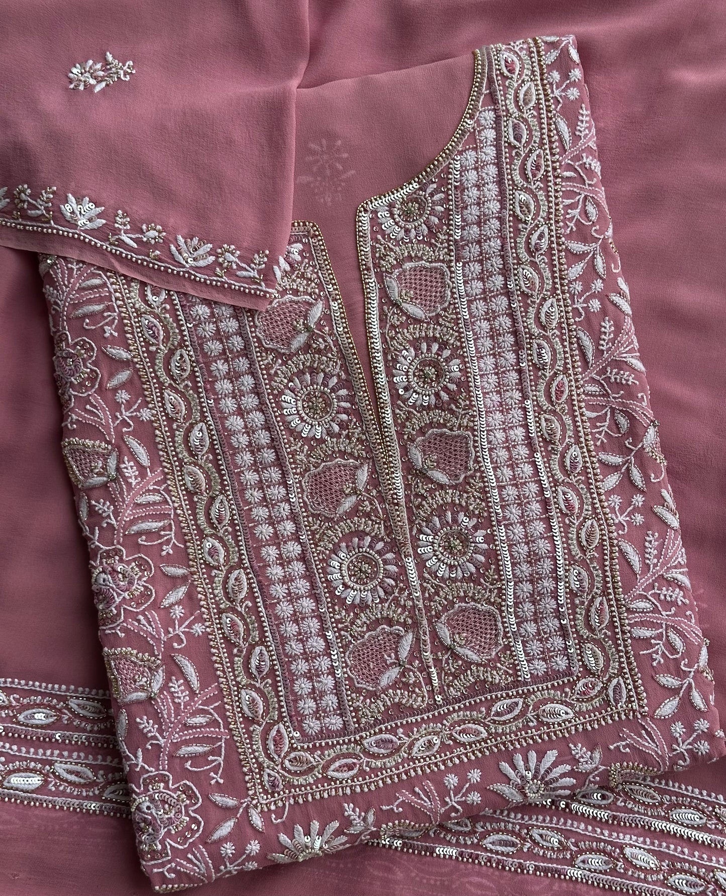 Blush Rose Hand-Embroidered Festive Suit Set