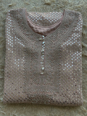 Champagne Blush Mirror & Bead Embroidered Festive Suit Set