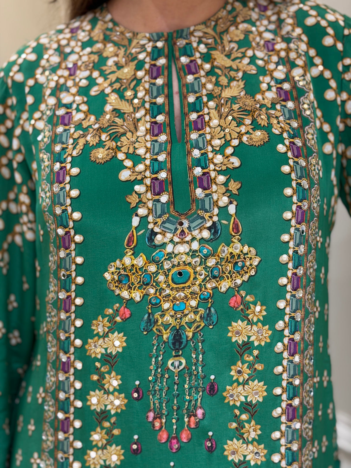 Emerald Pearl Crepe Gharara Set