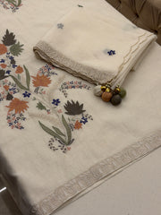 Pure Mull Appliqué Embroidered Suit Set