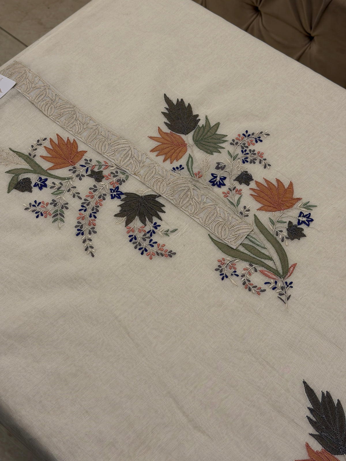 Pure Mull Appliqué Embroidered Suit Set