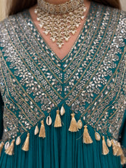 Mirror & Dabka Embellished Chinon Gown
