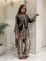 Hand-Embellished Chinon Kurta Set