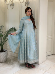 Hand-Embellished Tissue Anarkali Set