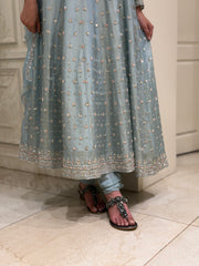 Hand-Embellished Tissue Anarkali Set