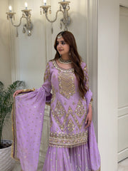 Lavender Royale Luxury Georgette Gharara Set