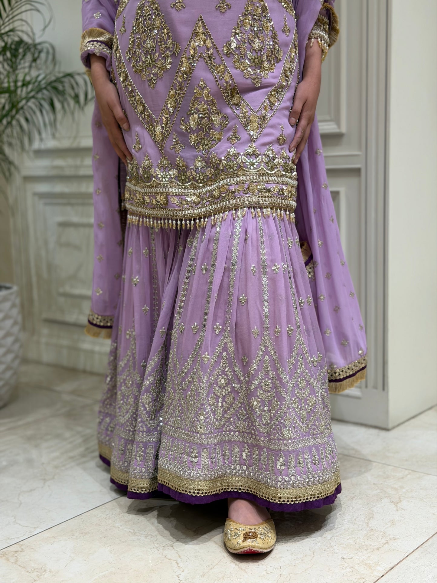 Lavender Royale Luxury Georgette Gharara Set
