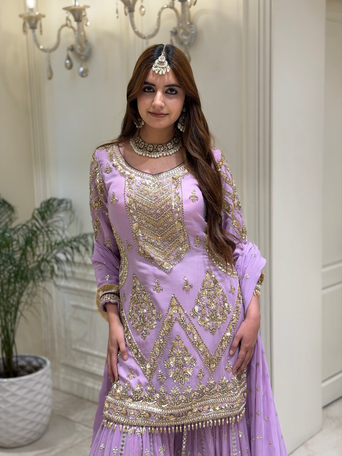 Lavender Royale Luxury Georgette Gharara Set