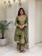Sage Olive Luxury Silk Suit Set