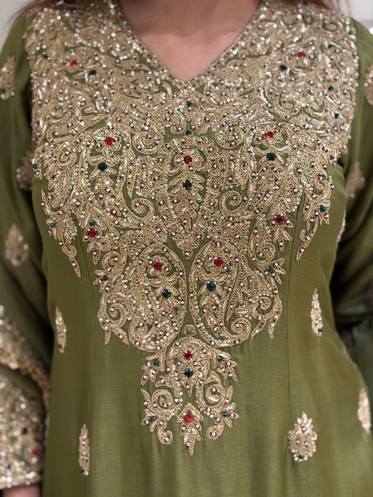 Sage Olive Luxury Silk Suit Set