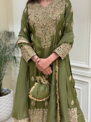 Sage Olive Luxury Silk Suit Set