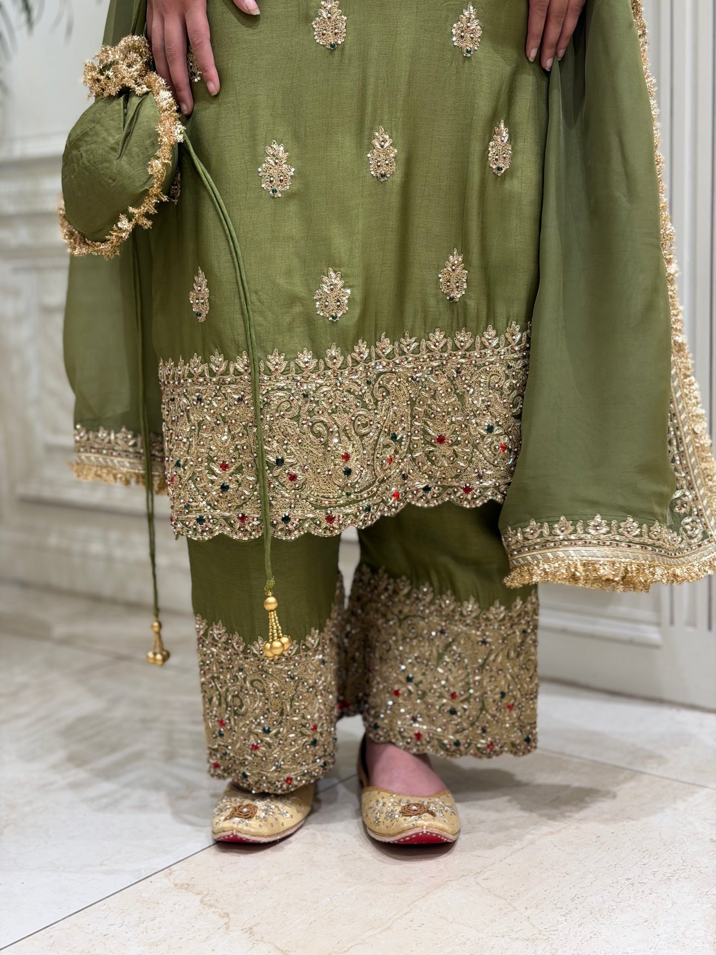 Sage Olive Luxury Silk Suit Set