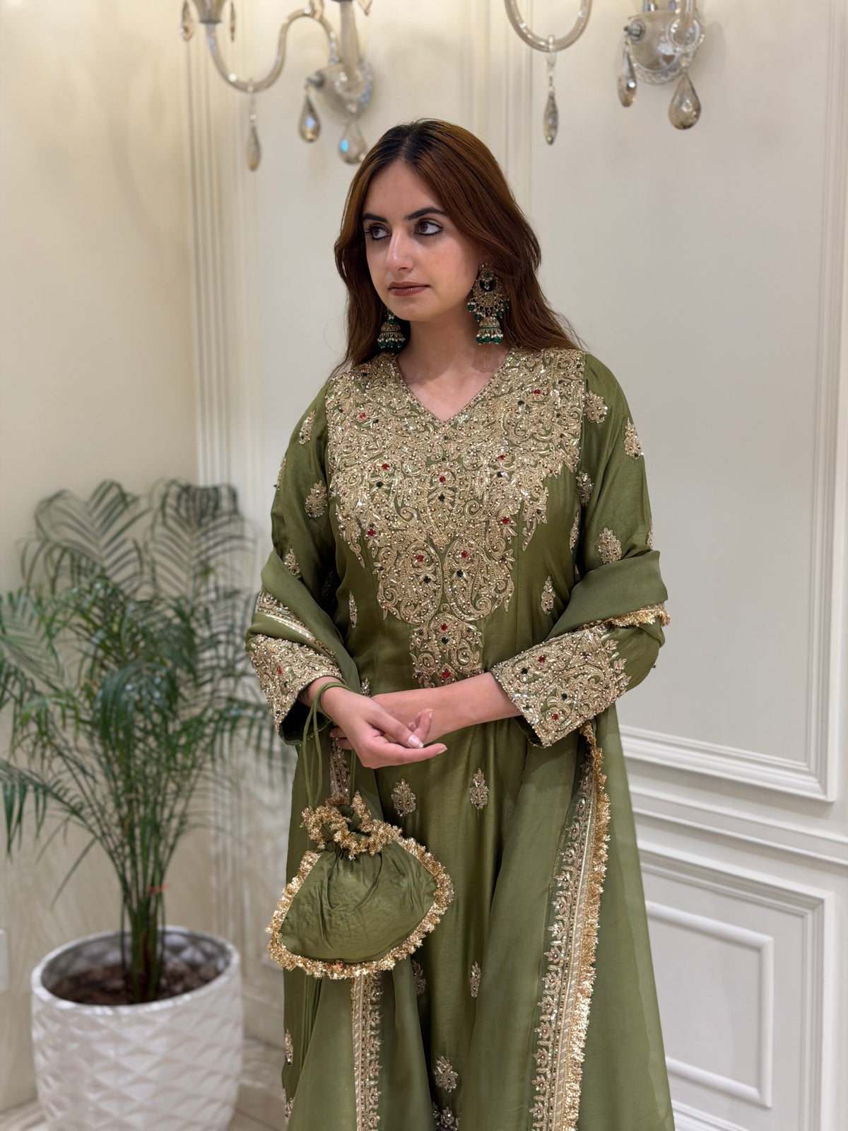 Sage Olive Luxury Silk Suit Set