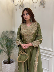 Sage Olive Luxury Silk Suit Set