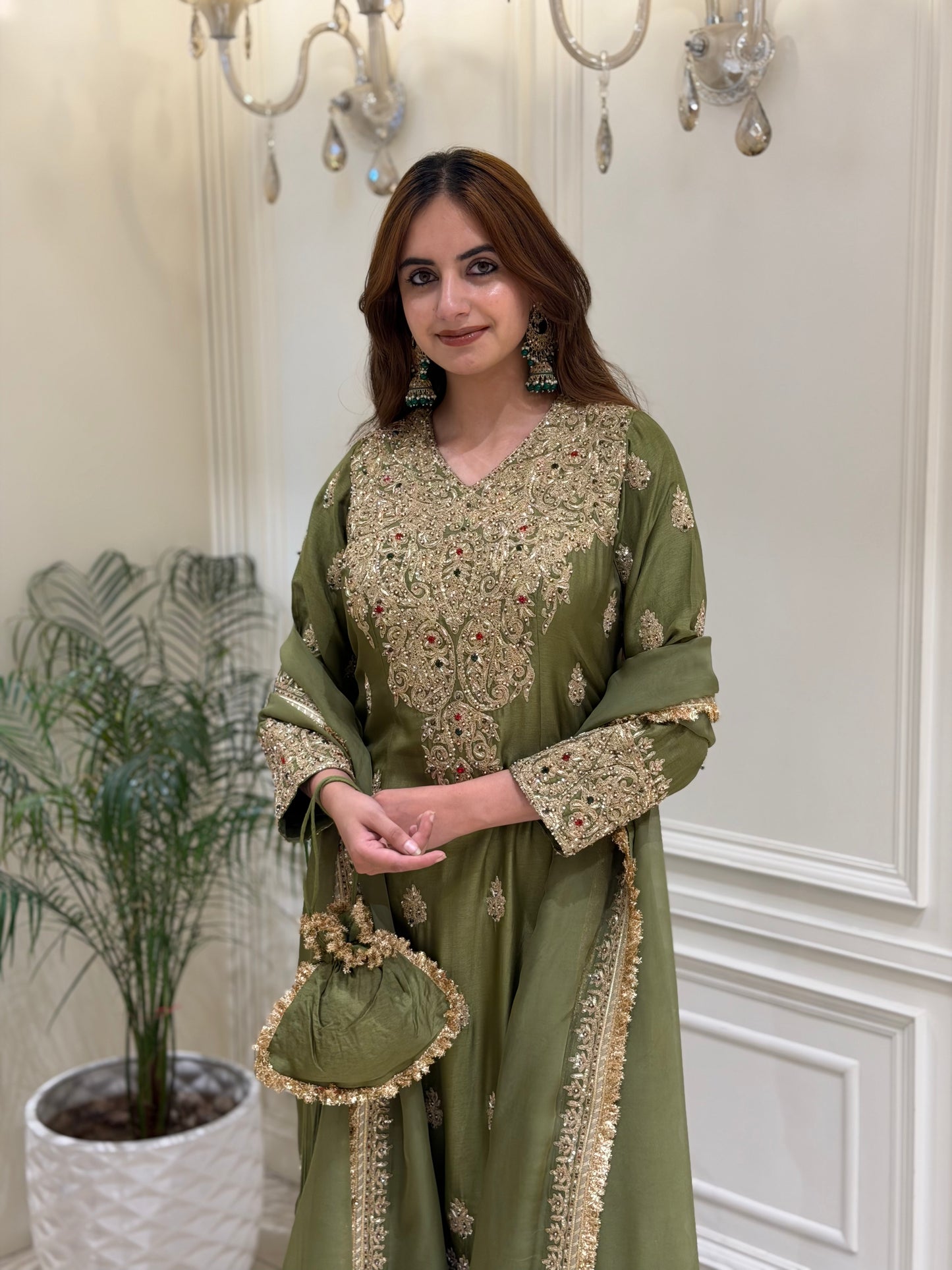 Sage Olive Luxury Silk Suit Set