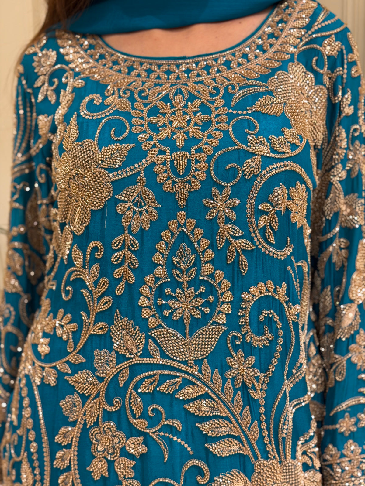 Royal Blue Chinoon Sharara Set