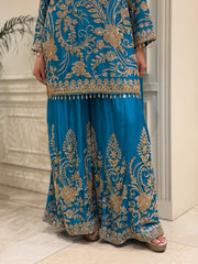 Royal Blue Chinoon Sharara Set
