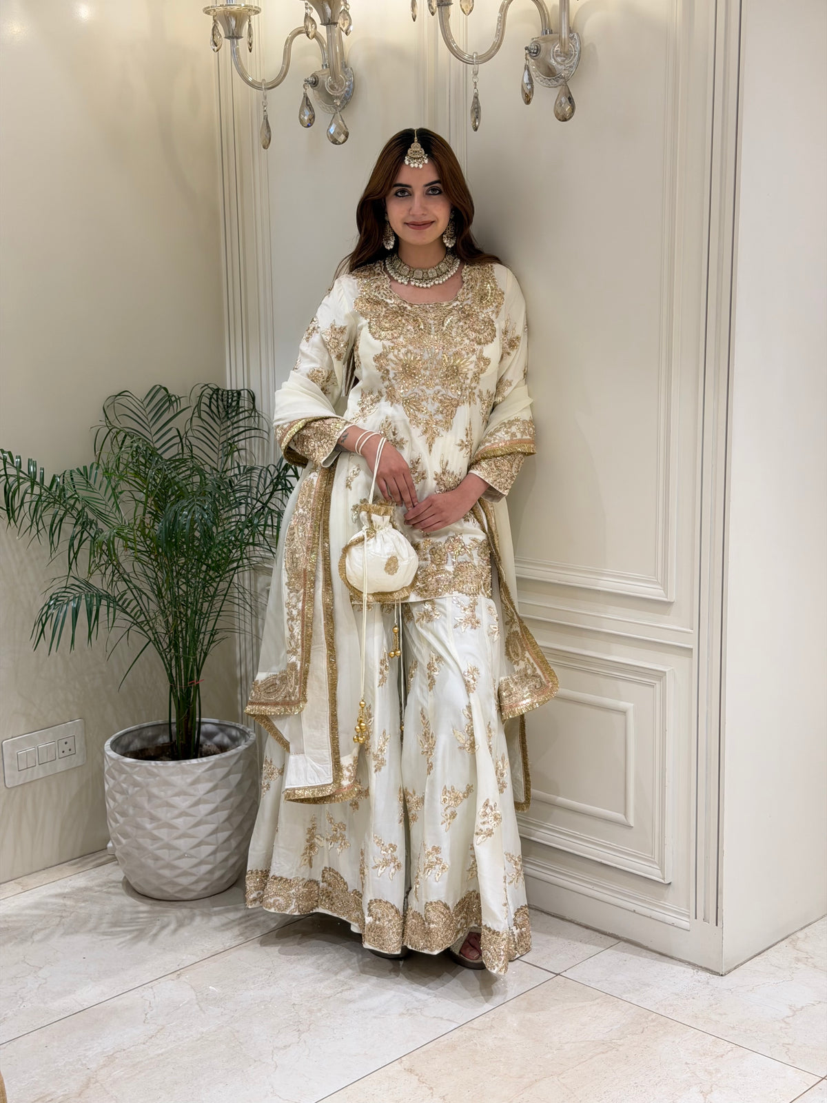 Ivory Gold Sharara Set
