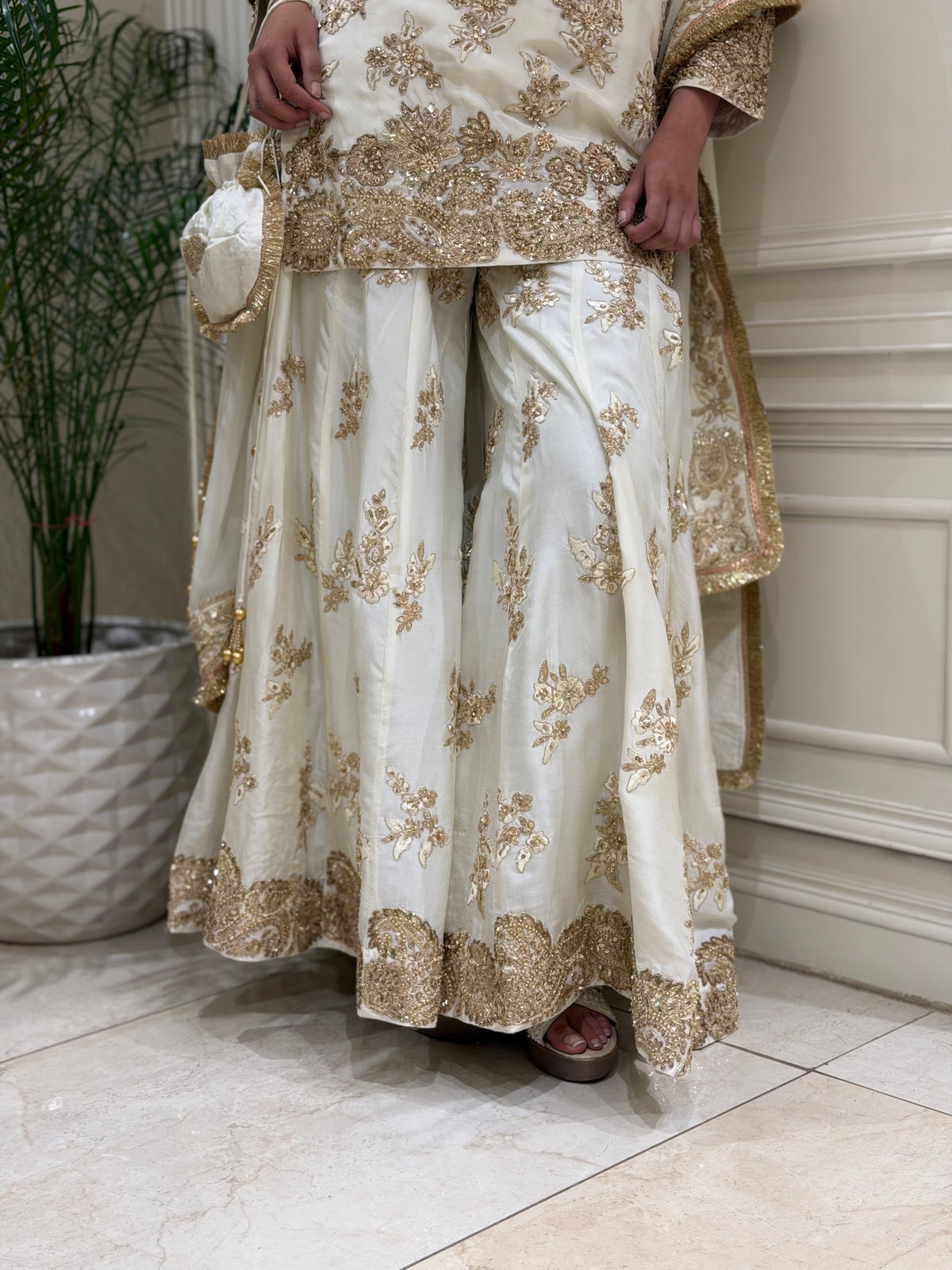 Ivory Gold Sharara Set