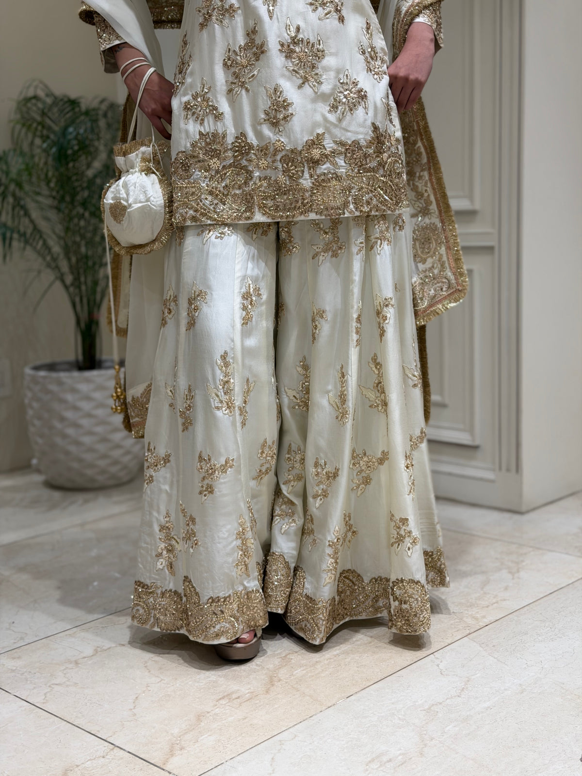 Ivory Gold Sharara Set