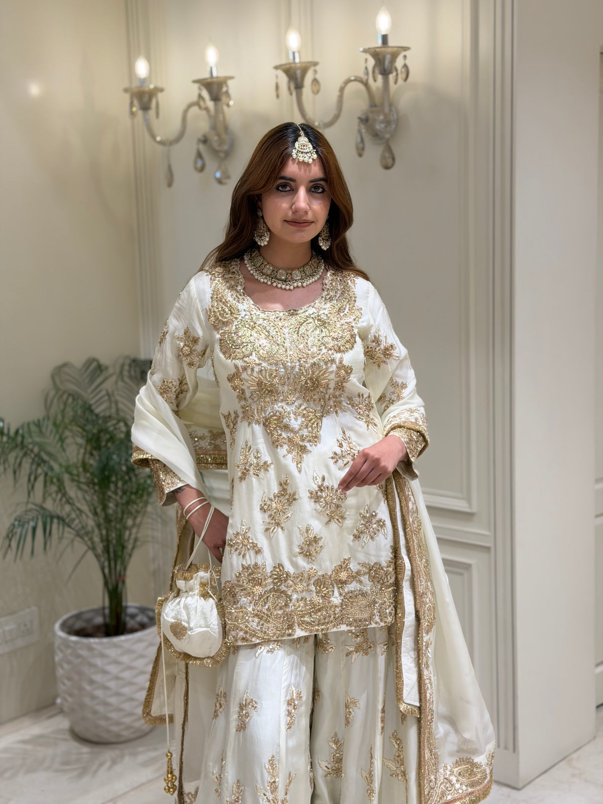 Ivory Gold Sharara Set