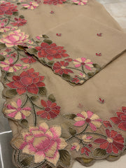 Taupe Blossom Organza Suit