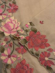 Taupe Blossom Organza Suit