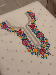 Ivory Pure Organza Cross Stitch Luxury Suit
