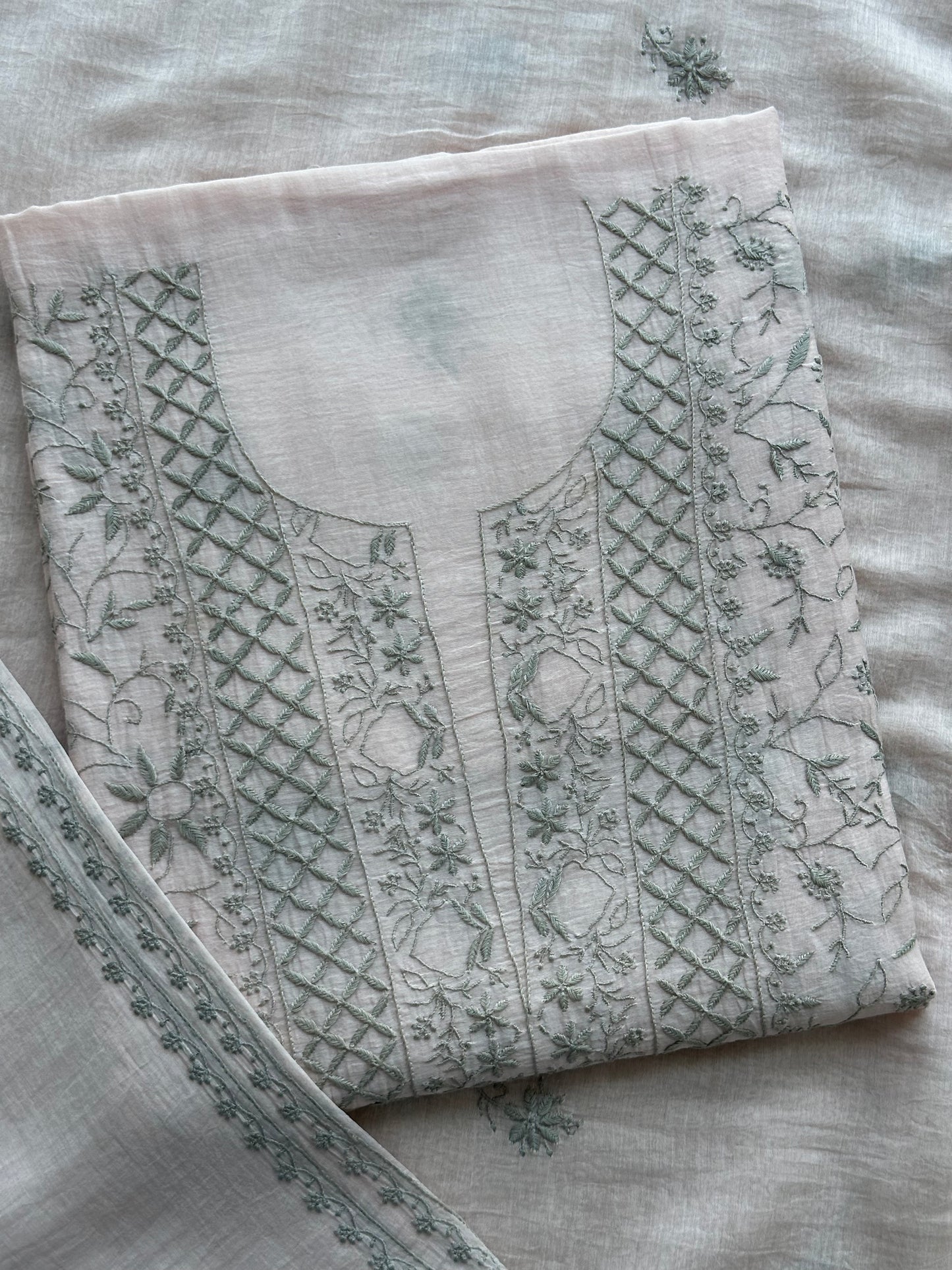 Gulbahar Pure Mull Chikankari Suit Set