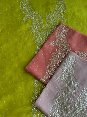 Noor-e-Mukaish Organza Silk Suit Set