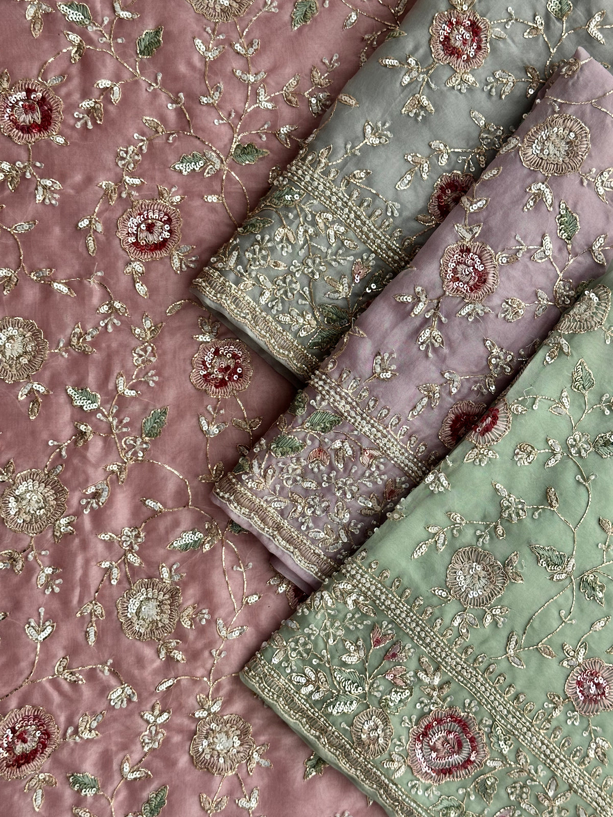 Gulnaar Luxe Organza Suit Set – Pita Dabka & Moti Embellished