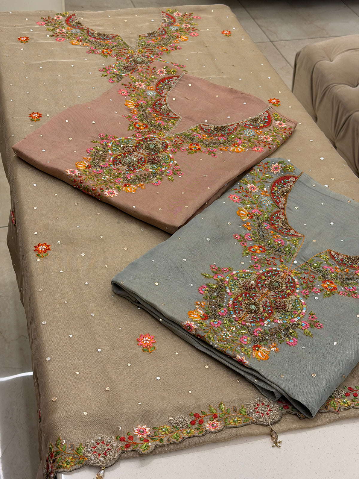 Luxury Tissue Silk Embroidered Suit Set