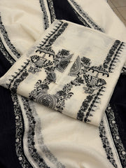 Ivory Black Nalki Pure Mull Luxury Suit Set