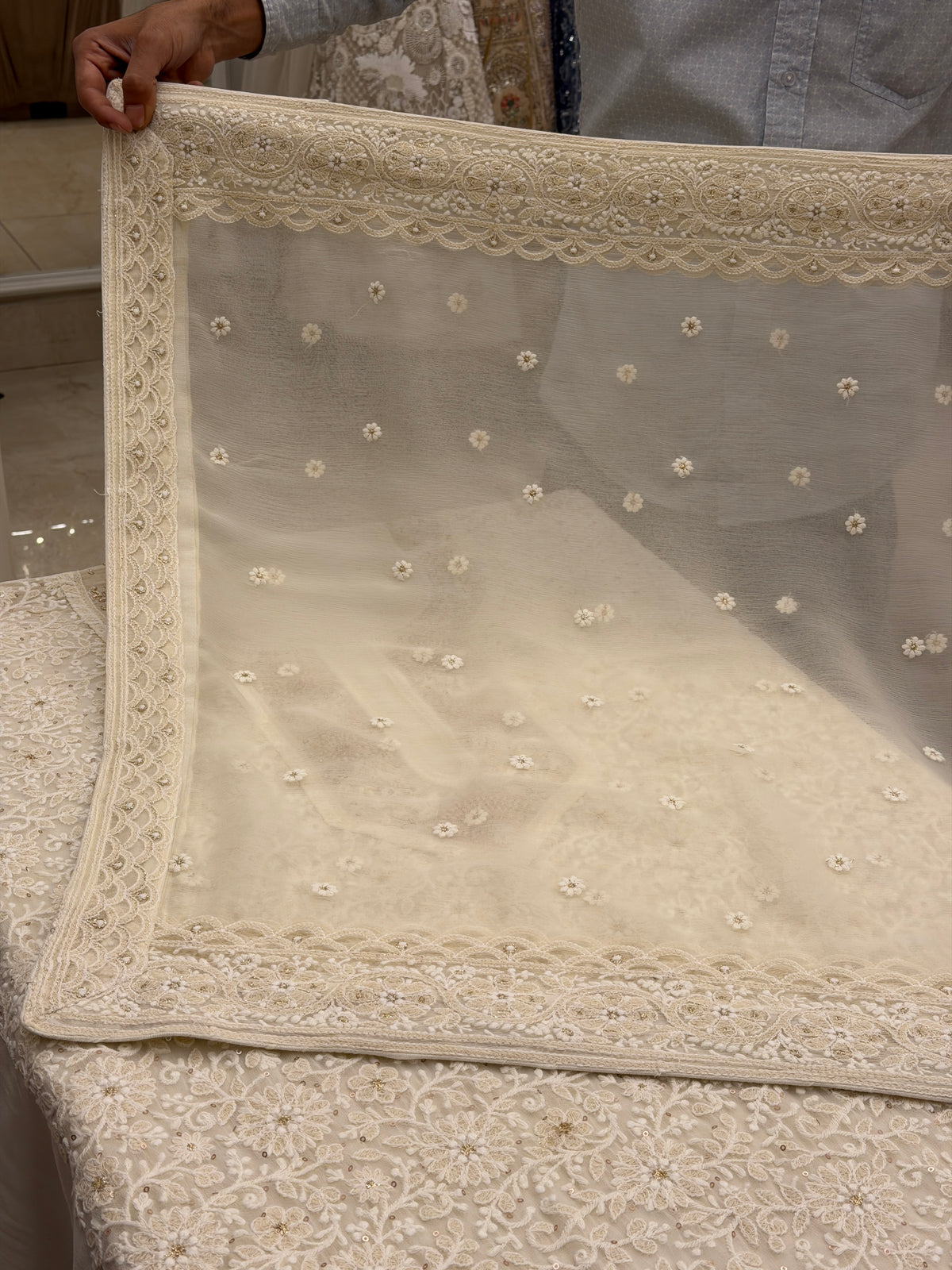 Ivory Luxury Chikankari Handwork Suit Set