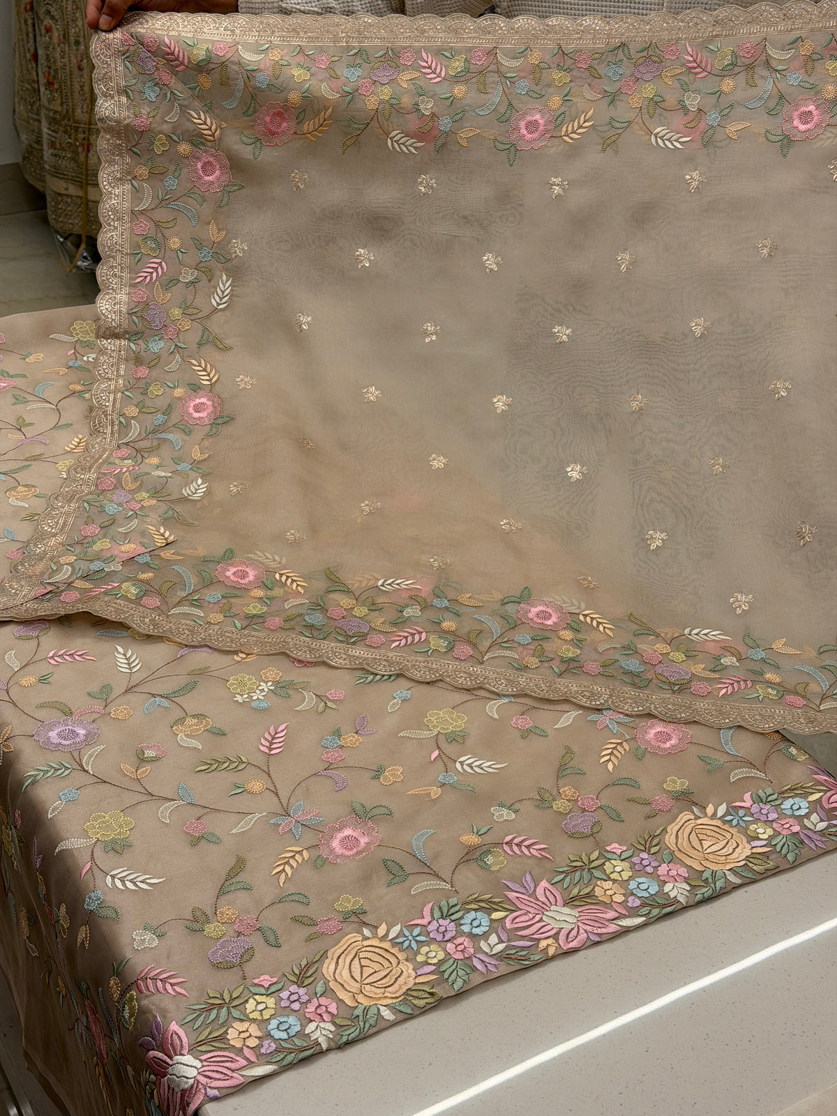 Rosé Meadow – Multicolour Floral Embroidered Suit