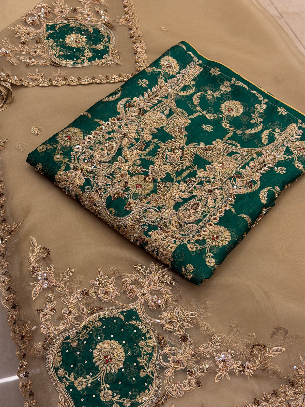 Zarq-e-Mehfil – Royal Zardozi Embroidered Silk Ensemble