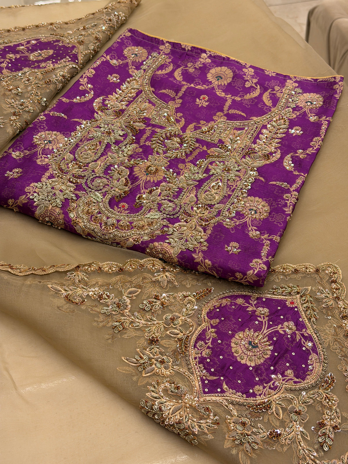 Zarq-e-Mehfil – Royal Zardozi Embroidered Silk Ensemble