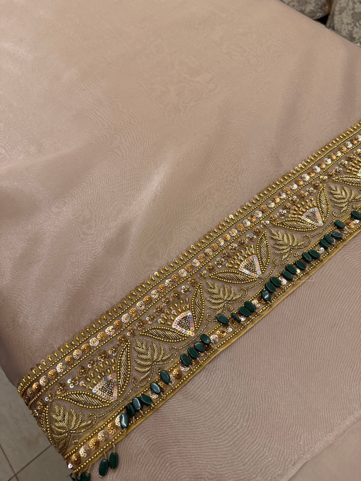 Champagne Taupe Tissue Organza Luxury Formal