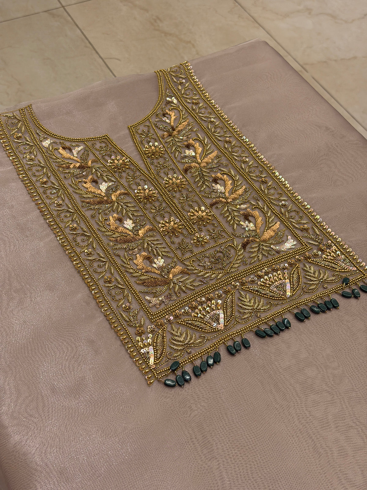 Champagne Taupe Tissue Organza Luxury Formal