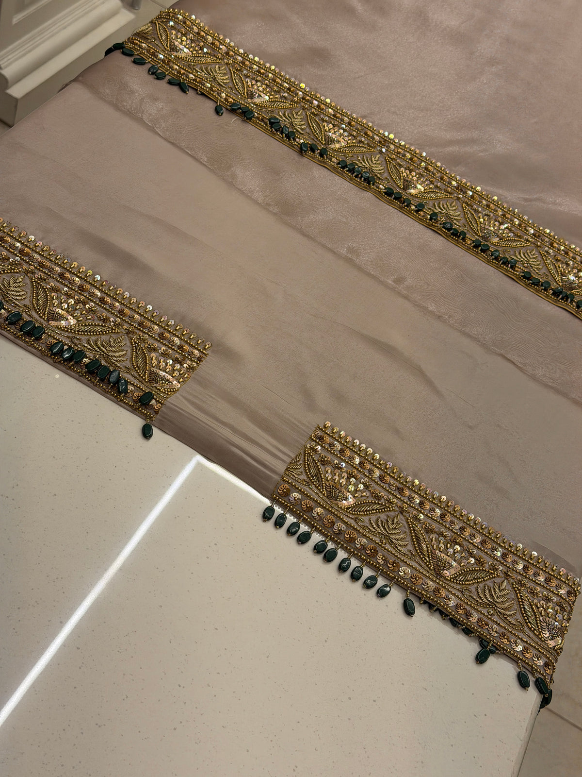 Champagne Taupe Tissue Organza Luxury Formal