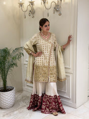 Noor-e-Mahveen Tissue Silk Zardozi Sharara Set