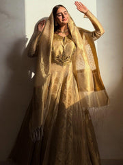 Classic Gold Banarasi Anarkali Ensemble