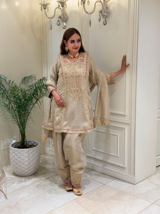 Noor-e-Meher Tissue Silk Shalwar Set
