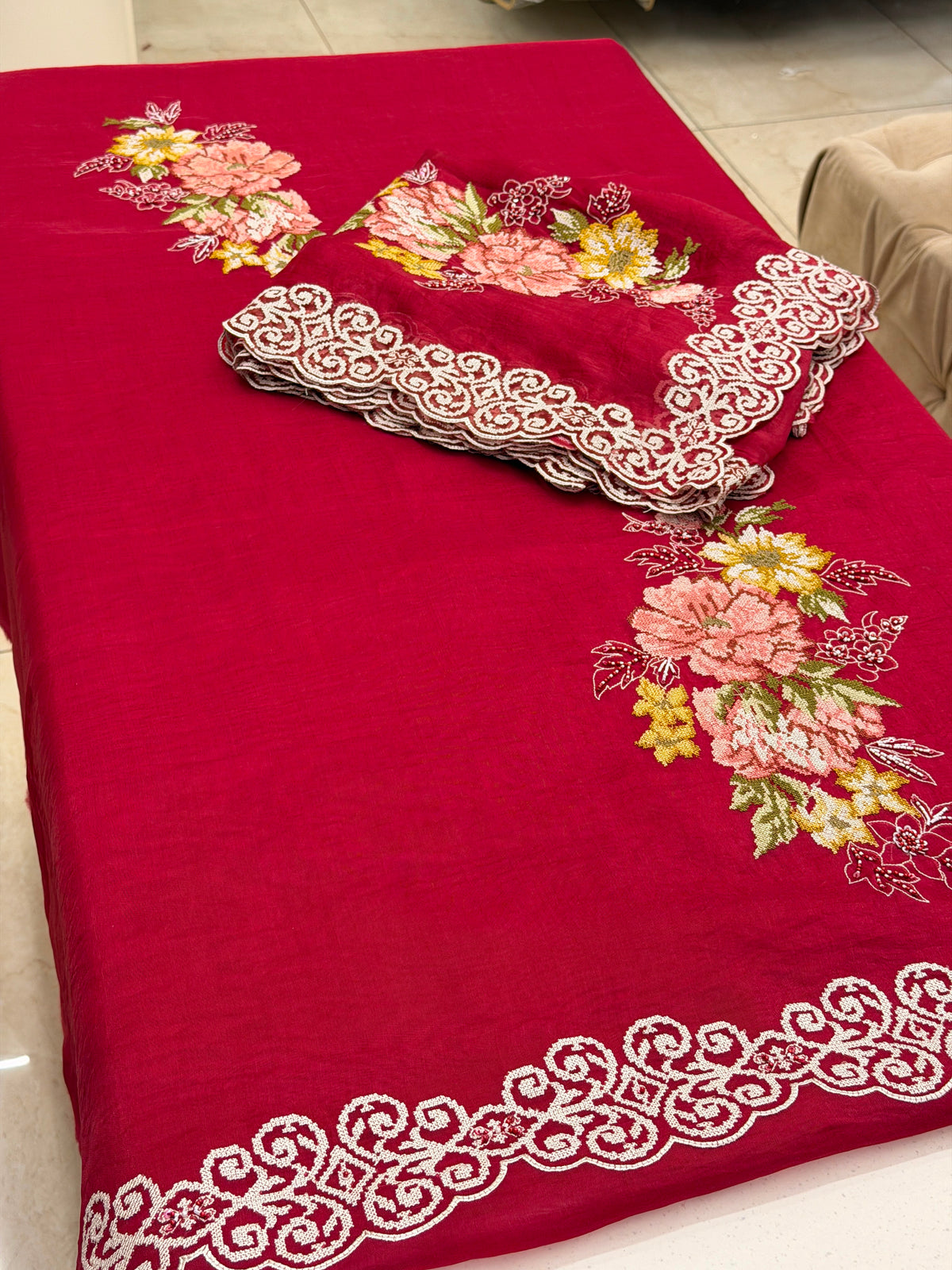 Floral Cross-Stitch Luxury Suit