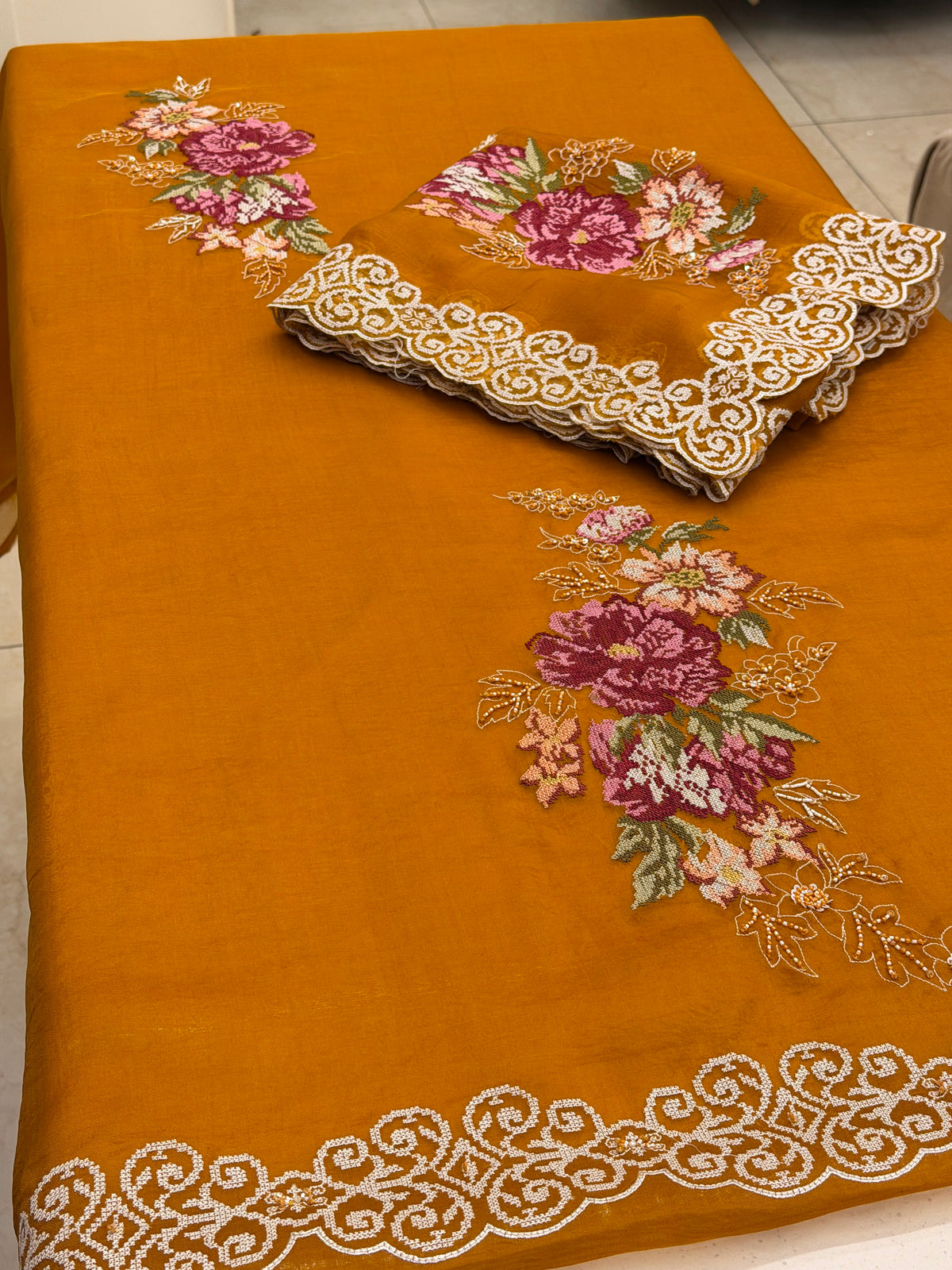 Floral Cross-Stitch Luxury Suit