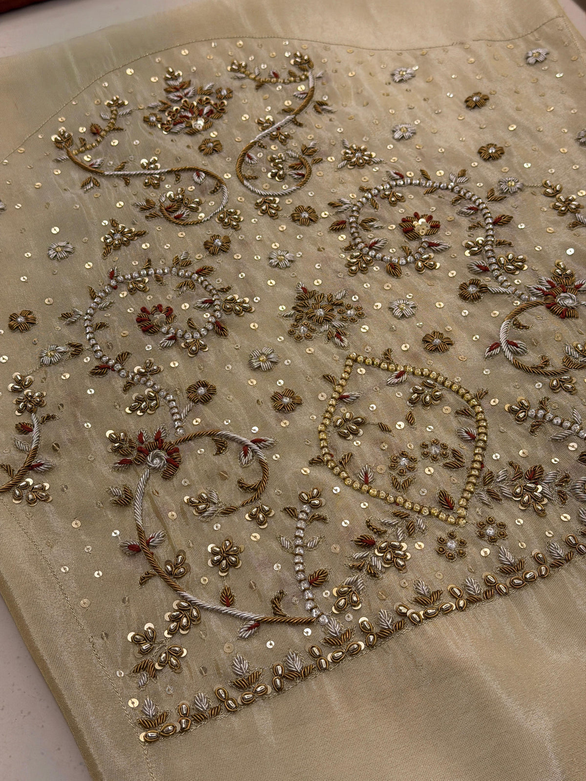 Elegant Ivory Festive Suit With Rich Handwork