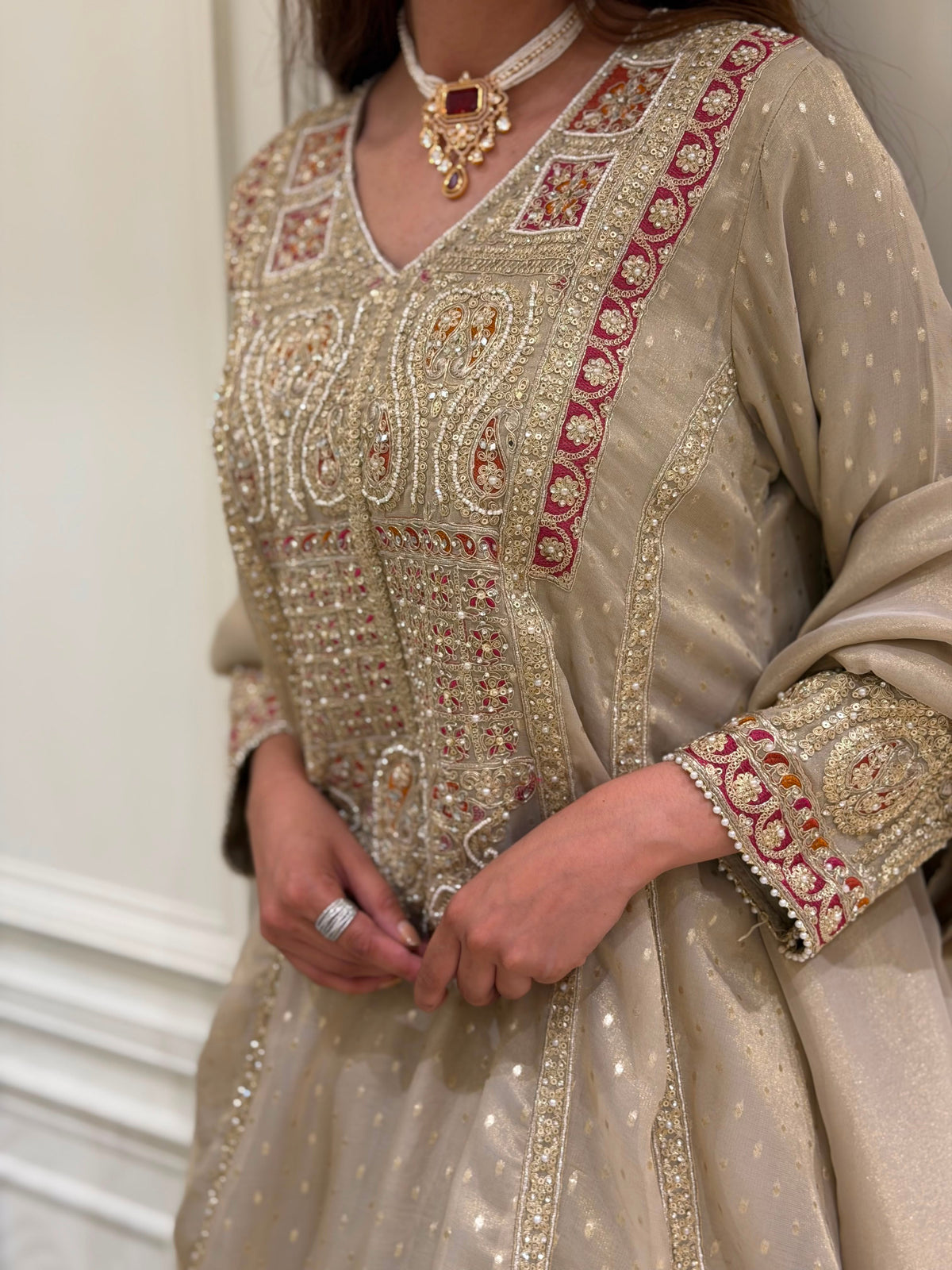 Noor-e-Meher Tissue Silk Shalwar Set