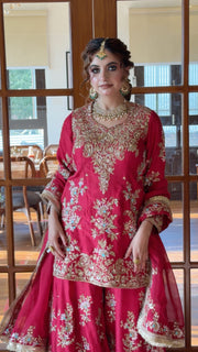 Luxury Pure Tussar Silk Sharara Set