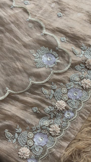 Ivory Blossom Hand-Embroidered Organza Suit Set